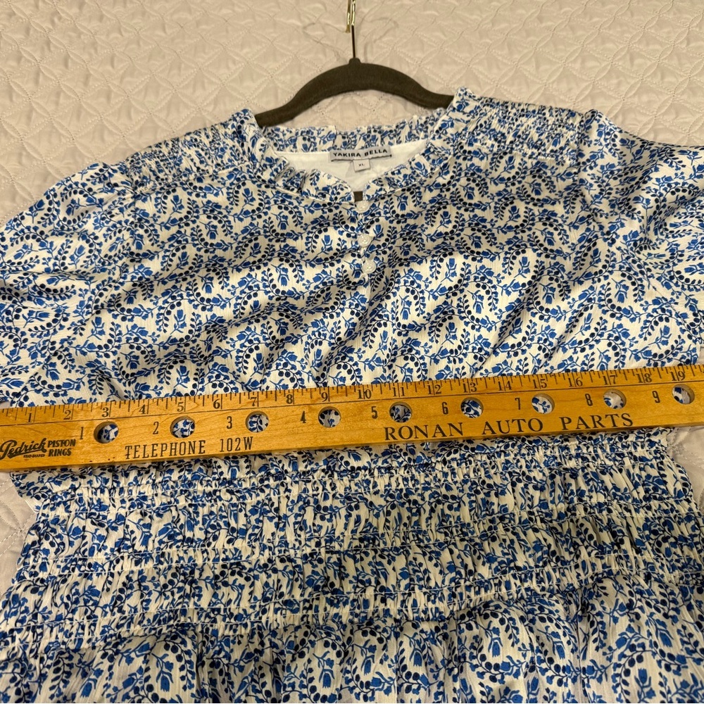 Blue Floral Boho Midi Dress - Size XL - Picture 5 of 7